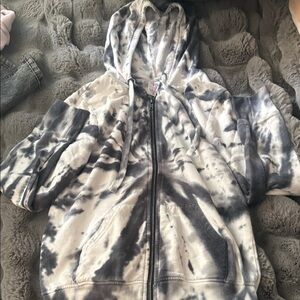NOBO Black and White Tie-Dye Hoodie Jacket